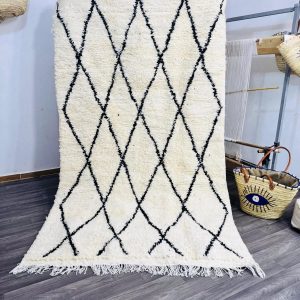 Hand Knotted Berber Beni Ourain Azilal Wool Rug