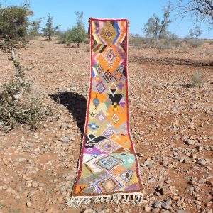 Berber Boujad Beni Ourain Azilal Wool Abstract Runner Rug
