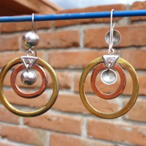 Berber Tuareg Circle Earrings with Silver Copper Brass Design