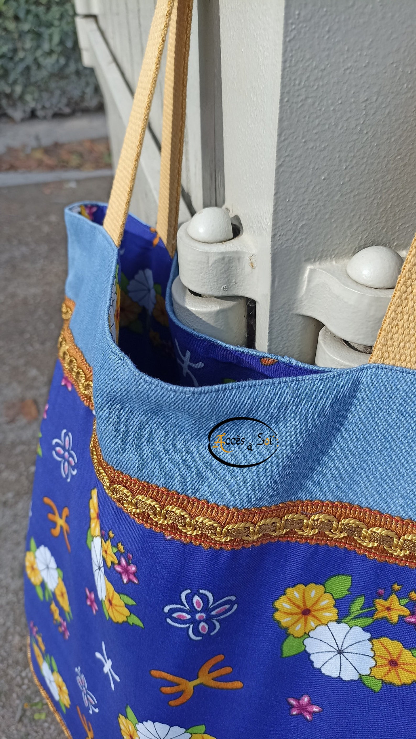 Berber Kabyle Jeans Cotton Tote Bag with Traditional Motifs