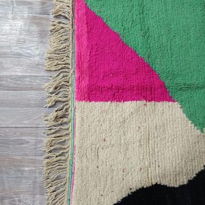 Berber Azilal Pink Wool Beni Ourain Abstract Design Rug