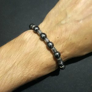 Amazigh Berber Hamsa Hematite Bracelet with Adjustable Cord