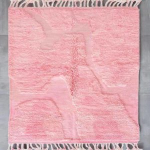 Amazigh Blush Pink Beni Ourain Berber Sculpted Wool Rug