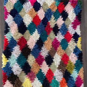 Berber Colorful Boujaad Vintage Runner Rug with Wool Design