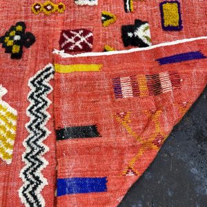 Berber Handmade Orange Flatweave Wool Kilim Large Rug