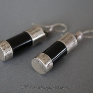 Berber Tuareg Ohrringe Earrings with schwarzem Achat and Silver Caps