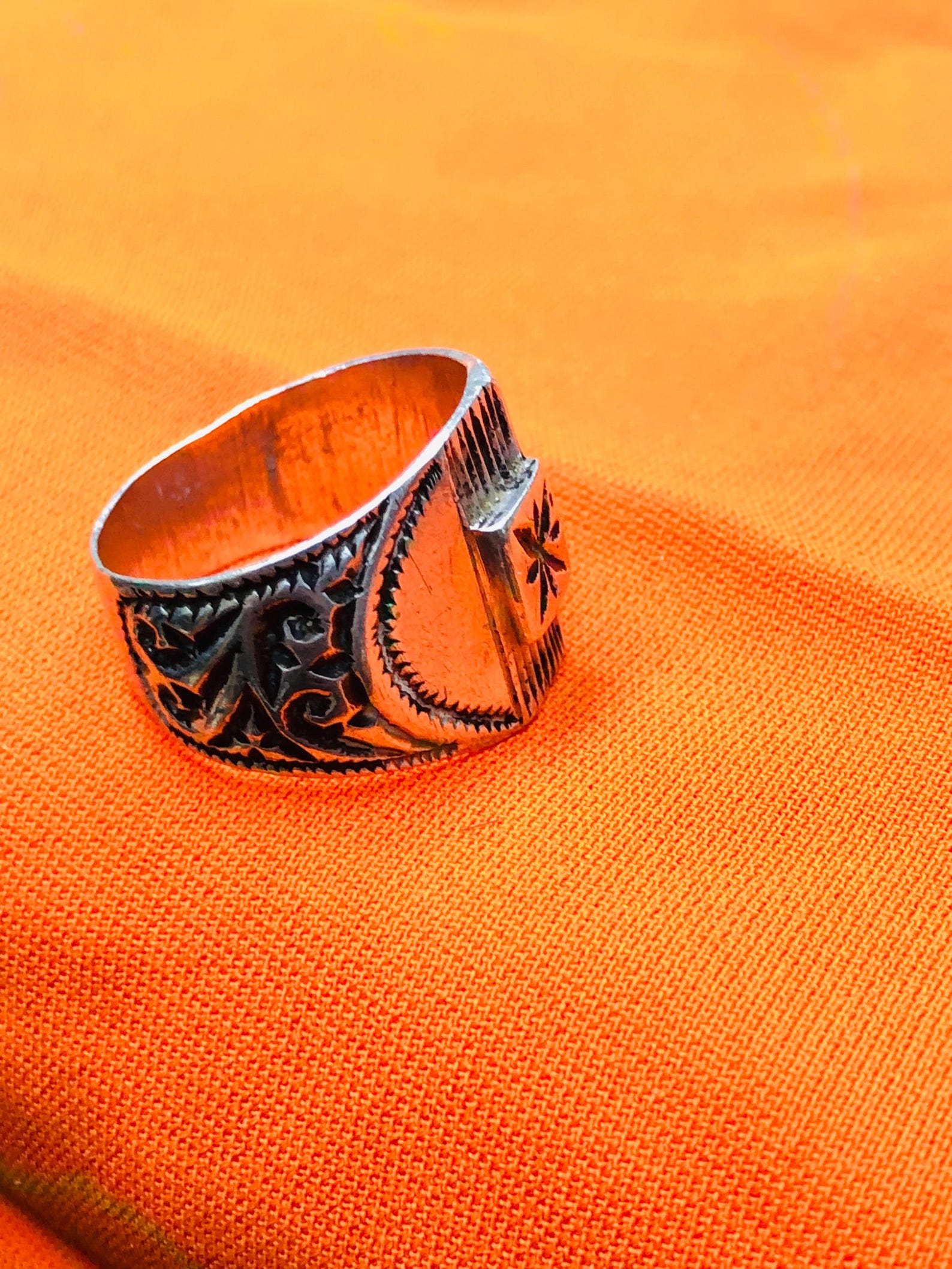 Berber Silver Ring with Hand Engraved Vintage Jewelry Design