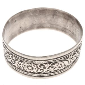Antique Berber Silver Bracelet with Atlas Vegetal Engraved Motifs