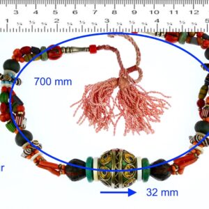 Vintage Berber Tagmout Amazigh Necklace with Coral Lapis Lazuli Carnelian