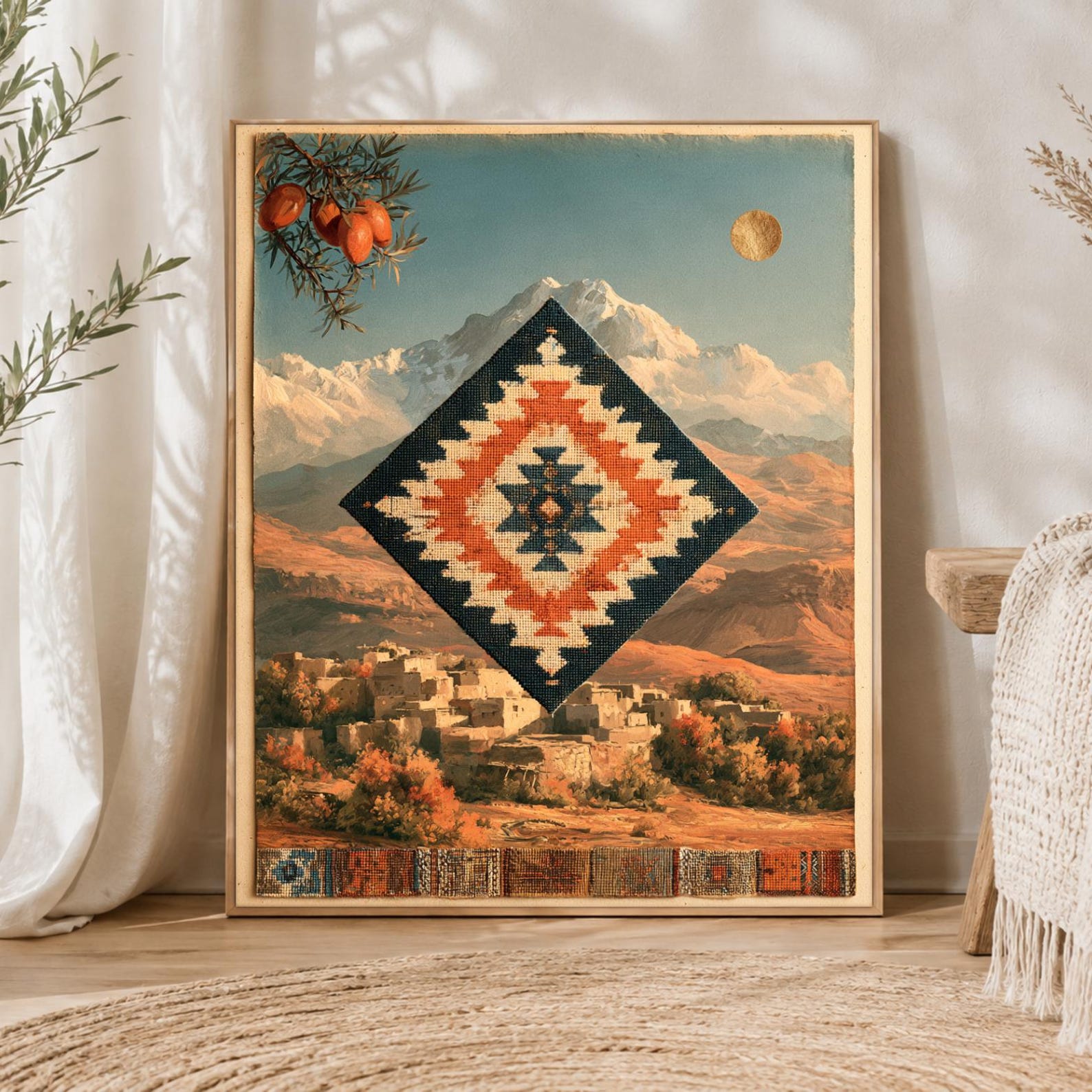 Amazigh Berber Mountain Folk Geometric Wall Art Print