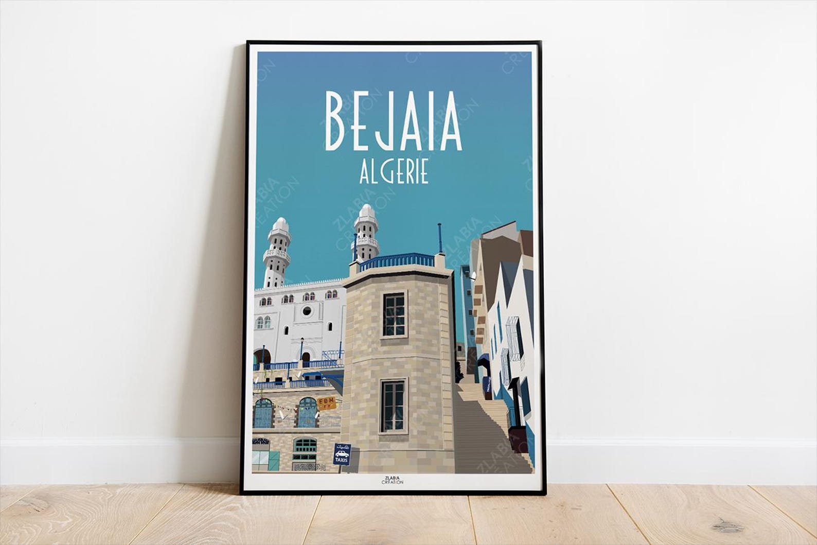 Amazigh Affiche Bejaia Port Minimalist Kabylie Wall Art