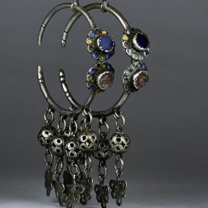 Berber Antichi orecchini berberi Cerchio Silver Earrings with Enamel Amazigh Details