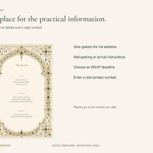 Amazigh Emerald Wedding Henna Night Invitation Canva Digital Download Collection