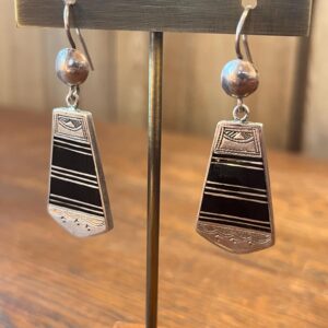 Tuareg Sterling Ebony Inlay Dangle Earrings Berber Desert Jewelry