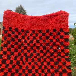 Amazigh Berber Handwoven Akhnif Kilim Rug Red Black Wool Design