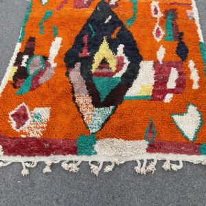 Amazigh Berber Custom Abstract Wool Rug Geometric Orange Tribal Carpet