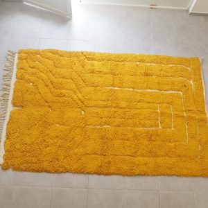 Berber Beni Ourain Handmade Yellow Wool Rug Carpet
