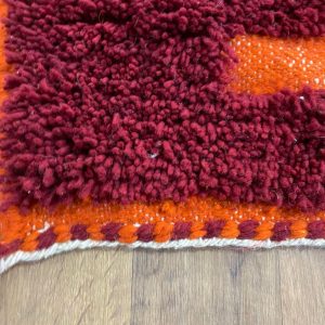 Berber Handmade Wool Beni Ourain Style Geometric Burgundy Rug