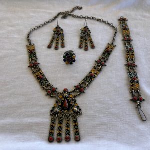 Antique Berber Tuareg Jewelry Set with Necklace Earrings Bracelet Ring