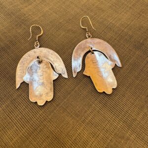 Berber Hamsa Silver Earrings with Hand Engraved Tribal Design