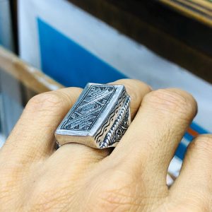 Berber Hand Engraved Silver Ring with Adjustable Artisan Design