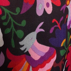 Amazigh Foulard Floral Black Cotton Blend Scarf Shawl