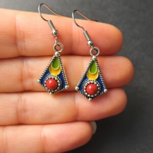 Kabyle Amazigh Berber Handmade Traditional Earrings with Colorful Details