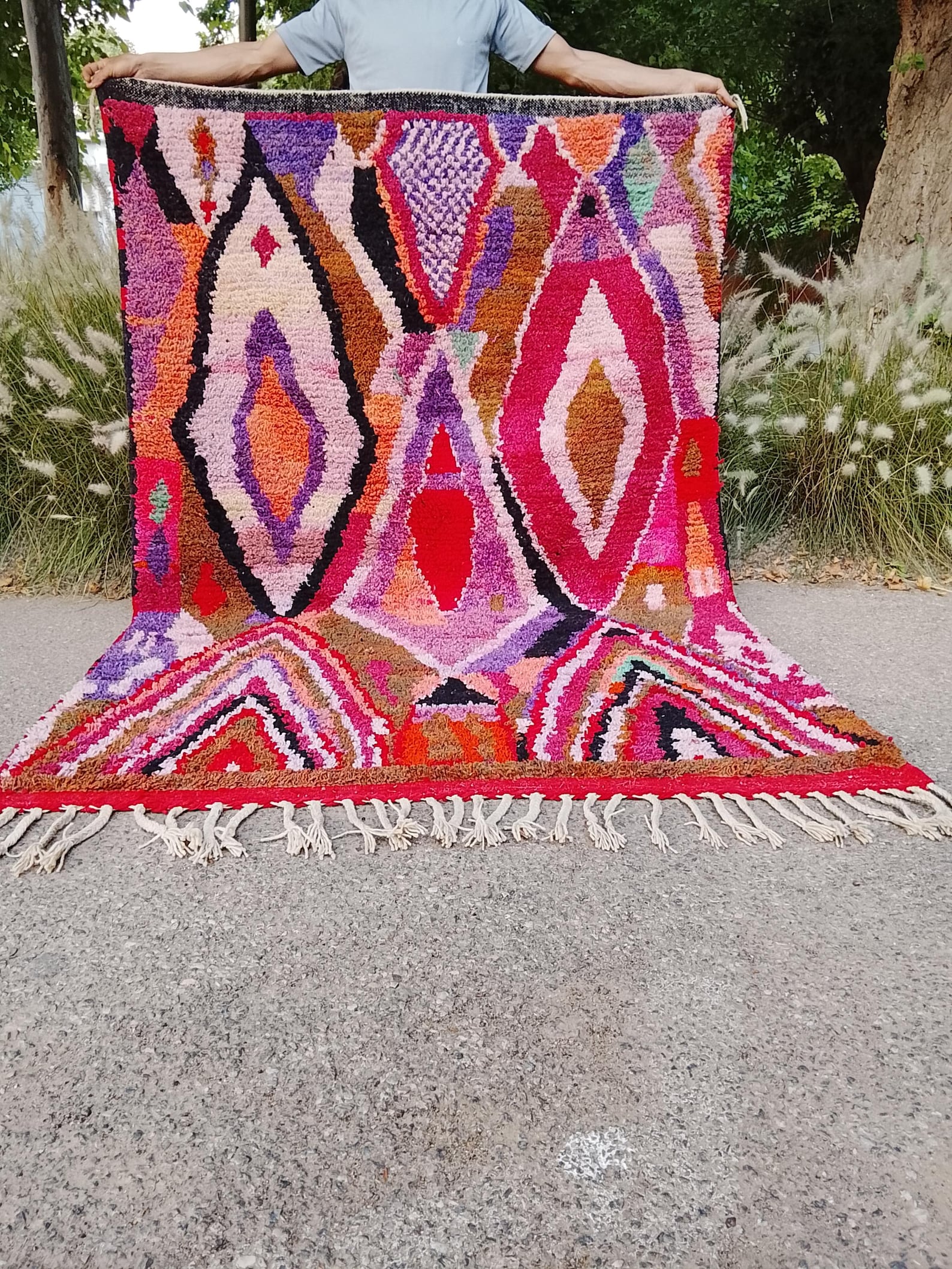 Berber Colorful Geometric Amazigh Handmade Tribal Rug with Ready Ship