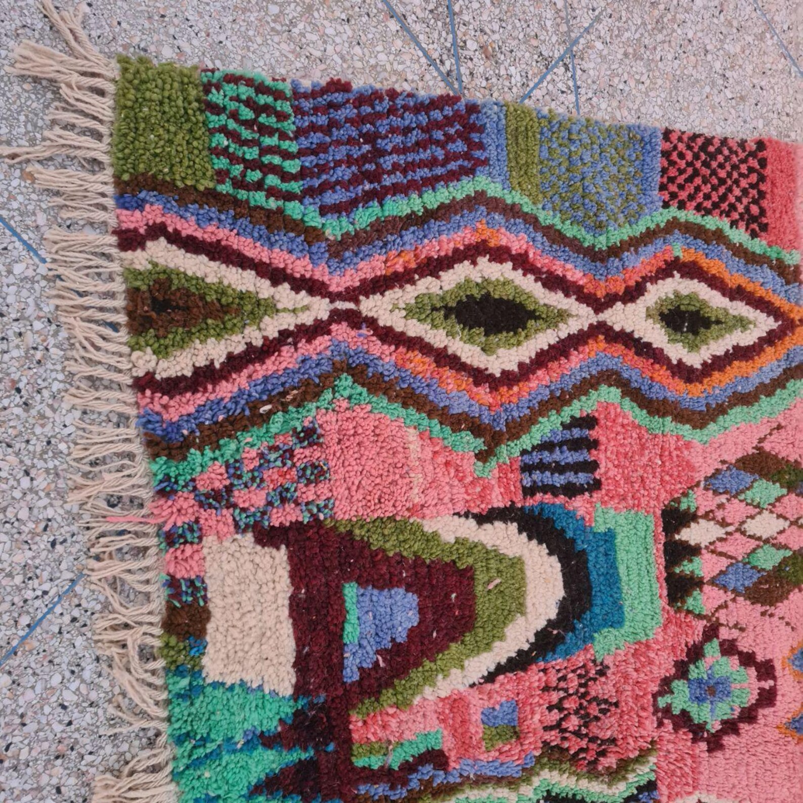 Berber Boujaad Handmade Wool Rug Pink Tribal Decor