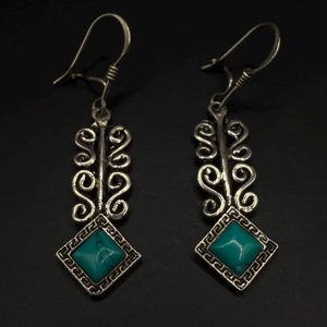 Berber Antique Silver Earrings with Hand Engraved Jewelry Design