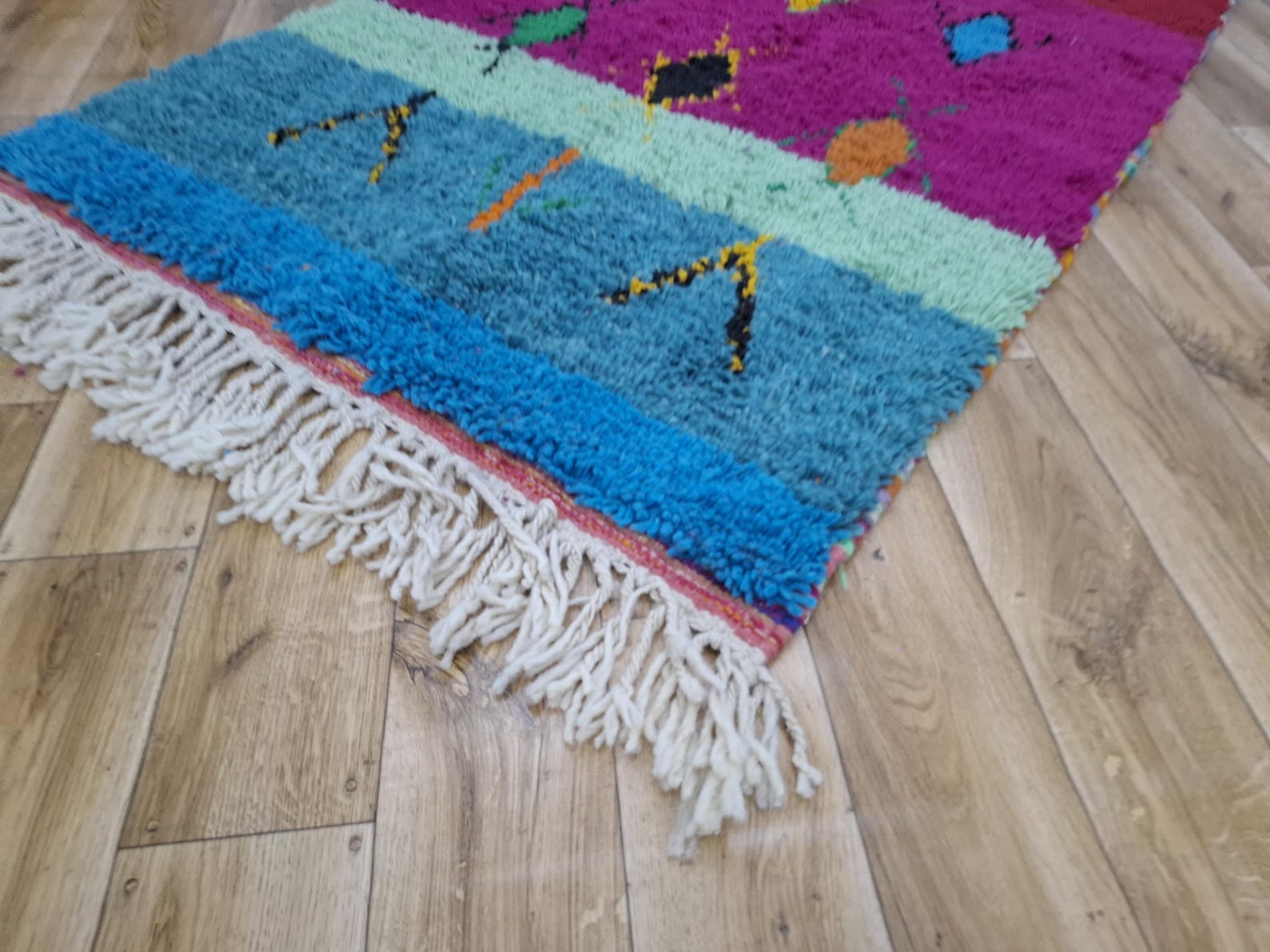 Amazigh Beni Ourain Berber Geometric Wool Handwoven Rug