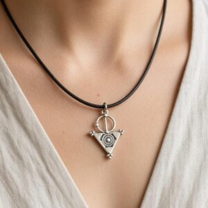 Amazigh Yaz Symbol Sterling Silver Berber Fibula Inspired Necklace