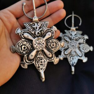 Berber Amazigh TIZERZAI Fibula Pair Vintage Silver Brooch Jewelry