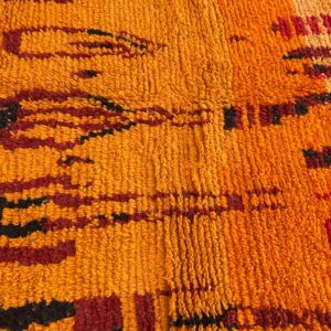 Amazigh Berber Orange Wool Rug Handmade Bohemian Geometric Design