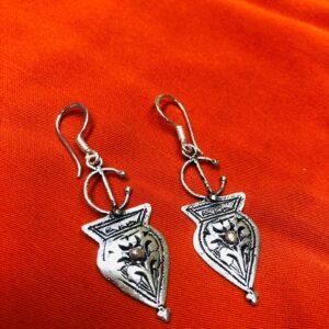 Tuareg Amazigh Silver Engraved Earrings with Traditional Symbolic Design