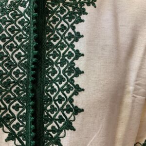 Amazigh Loulan Tunic with Elegant Beige Embroidery for Men