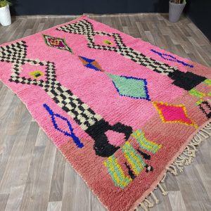 Berber Hand Knotted Azilal Boujaad Wool Rug for Custom Home Decor