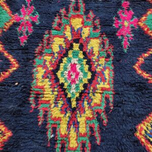 Berber Handwoven Tribal Wool Runner Rug with Vintage Cotton Patterns
