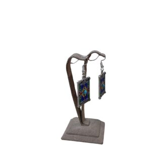 Amazigh Berber Handmade White Metal Earrings with Tribal Motifs