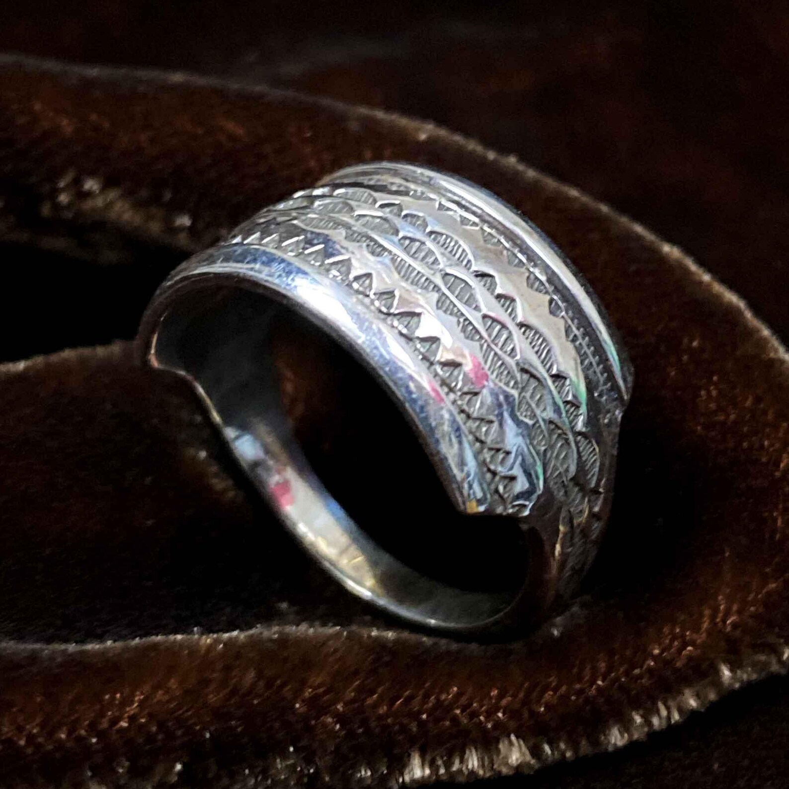 Berber Tuareg Silver Ring Taszinht with Amazigh Design