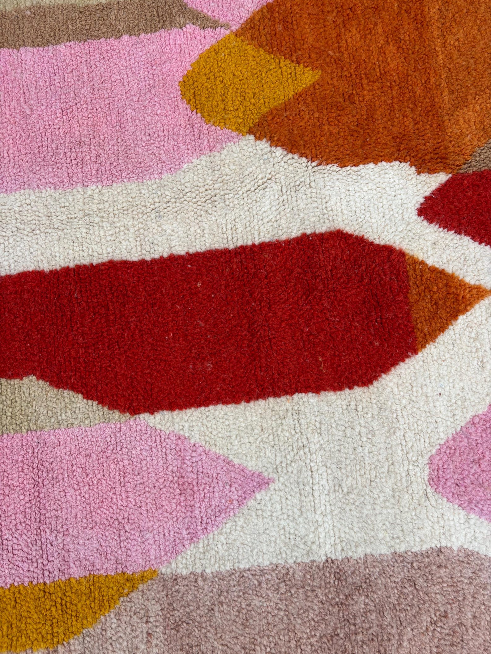 Custom Colorful Berber Beni Ourain Hand Knotted Wool Rug