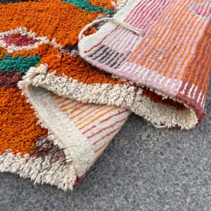 Amazigh Berber Custom Abstract Wool Rug Geometric Orange Tribal Carpet