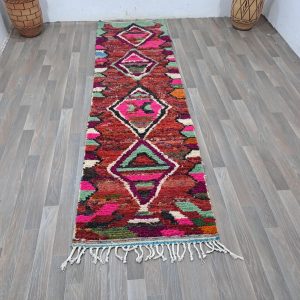 Berber Colorful Azilal Handmade Wool Checkered Shaggy Rug