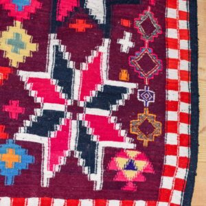 Traditional Amazigh Saharan Wool Carpet Rug with Vibrant Designs