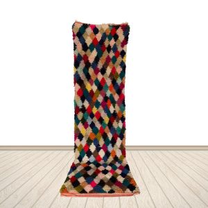 Berber Colorful Boujaad Vintage Runner Rug with Wool Design
