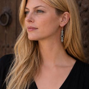 Berber Black Cabochon Earrings Handmade Amazigh Bohemian Jewelry
