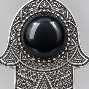 Berber Khamsa Hamsa Necklace with Green Pierre Stone Pendant