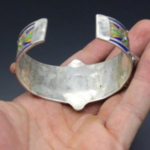 Berber Tuareg Sterling Coral Enamel Cuff Bracelet Jewelry