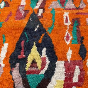 Amazigh Berber Custom Abstract Wool Rug Geometric Orange Tribal Carpet