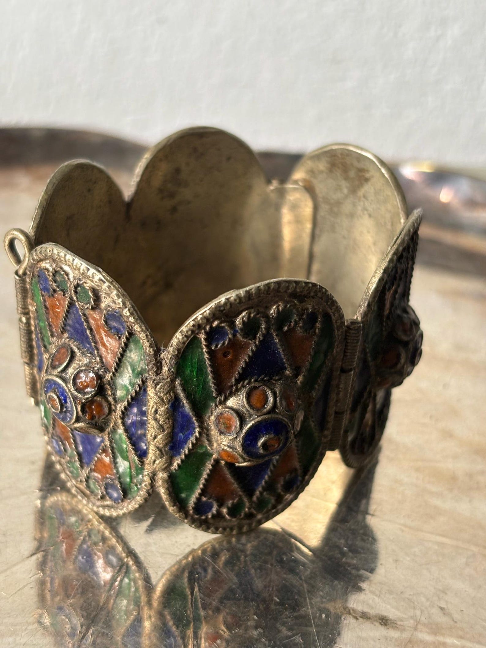 Amazigh Traditioneller Berber Kabyle Mid Century Enamel Bracelet
